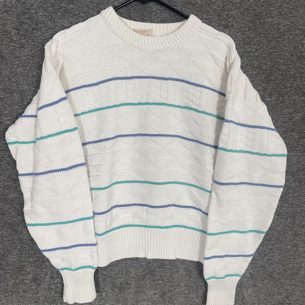 The Fox Collection‎ 3D Knit Sweater Size M Striped Geometric